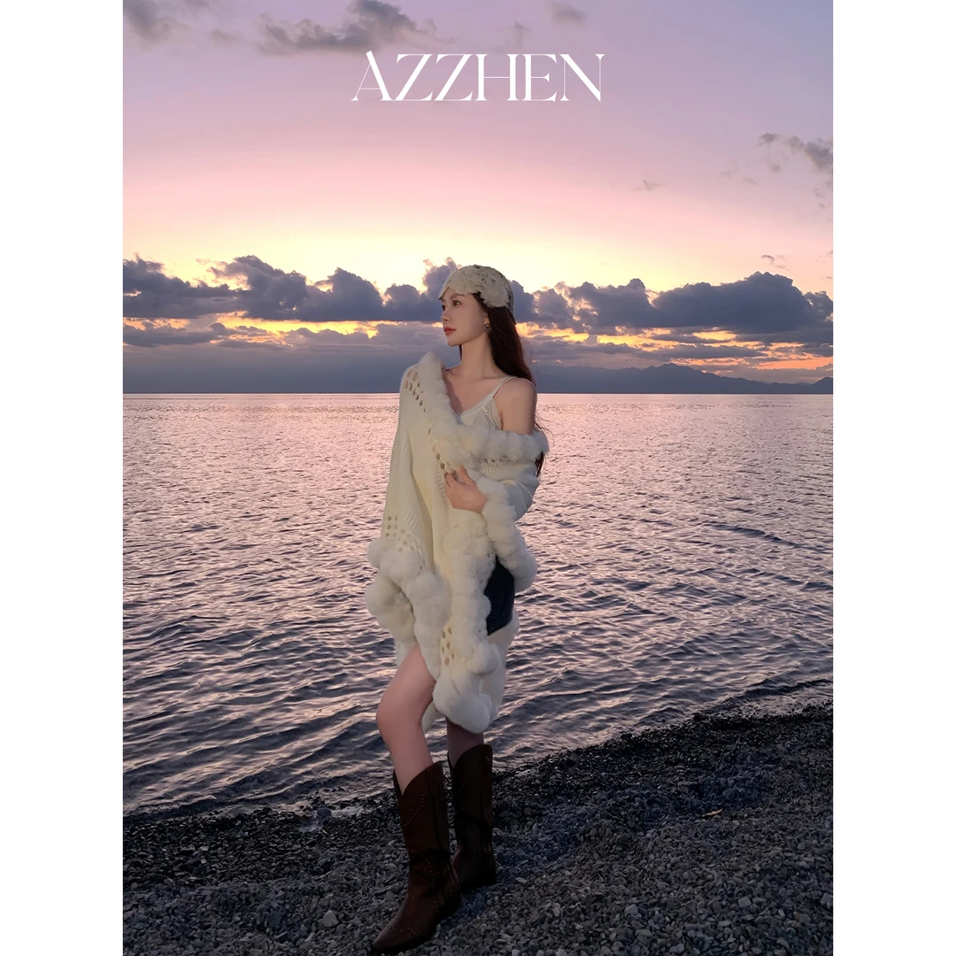 （秋势力周）AZZHEN【奶油松糕】慵懒环保毛茸茸披肩外套AZ4KBS61-00