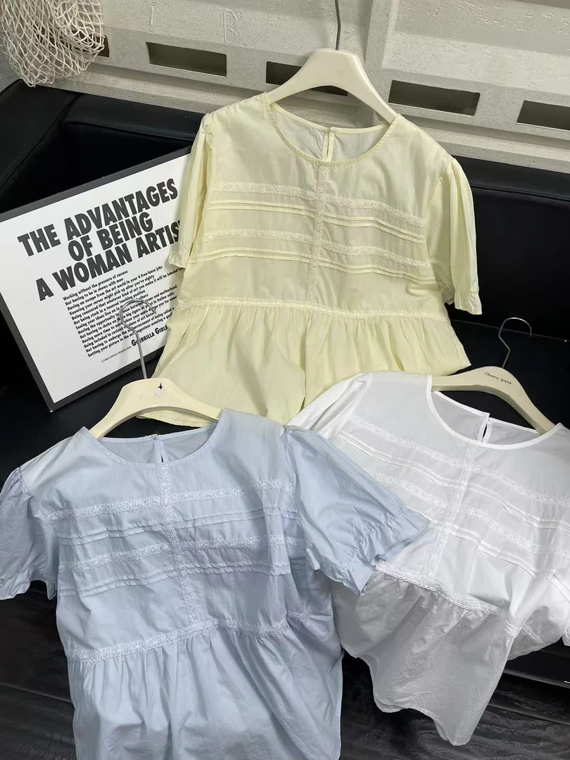 『雨美 Show』8319圆领时尚百搭短袖衬衫