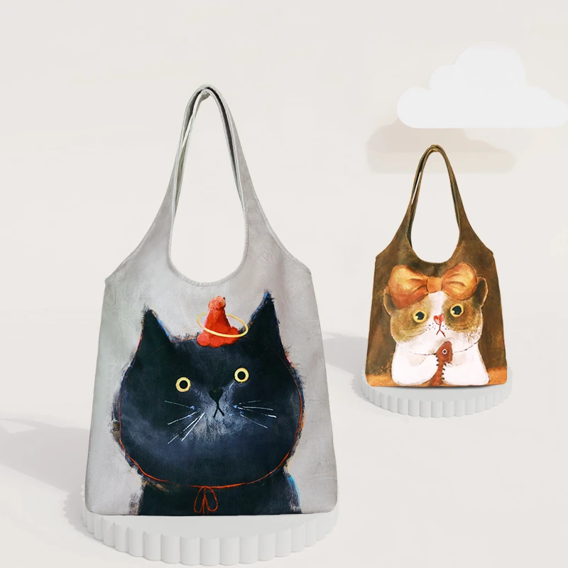 杏陌新款欧若风大容量简约韩系可爱小猫百搭小众单肩包女