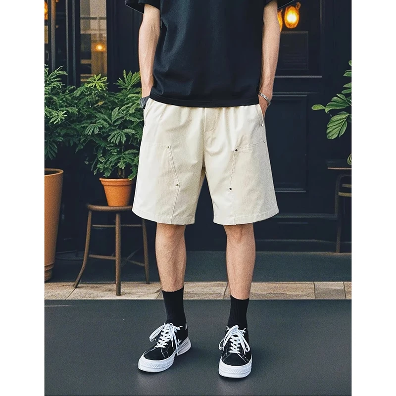 美式速干铆钉短裤男夏季薄款工装裤子cleanfit运动休闲五分裤男生