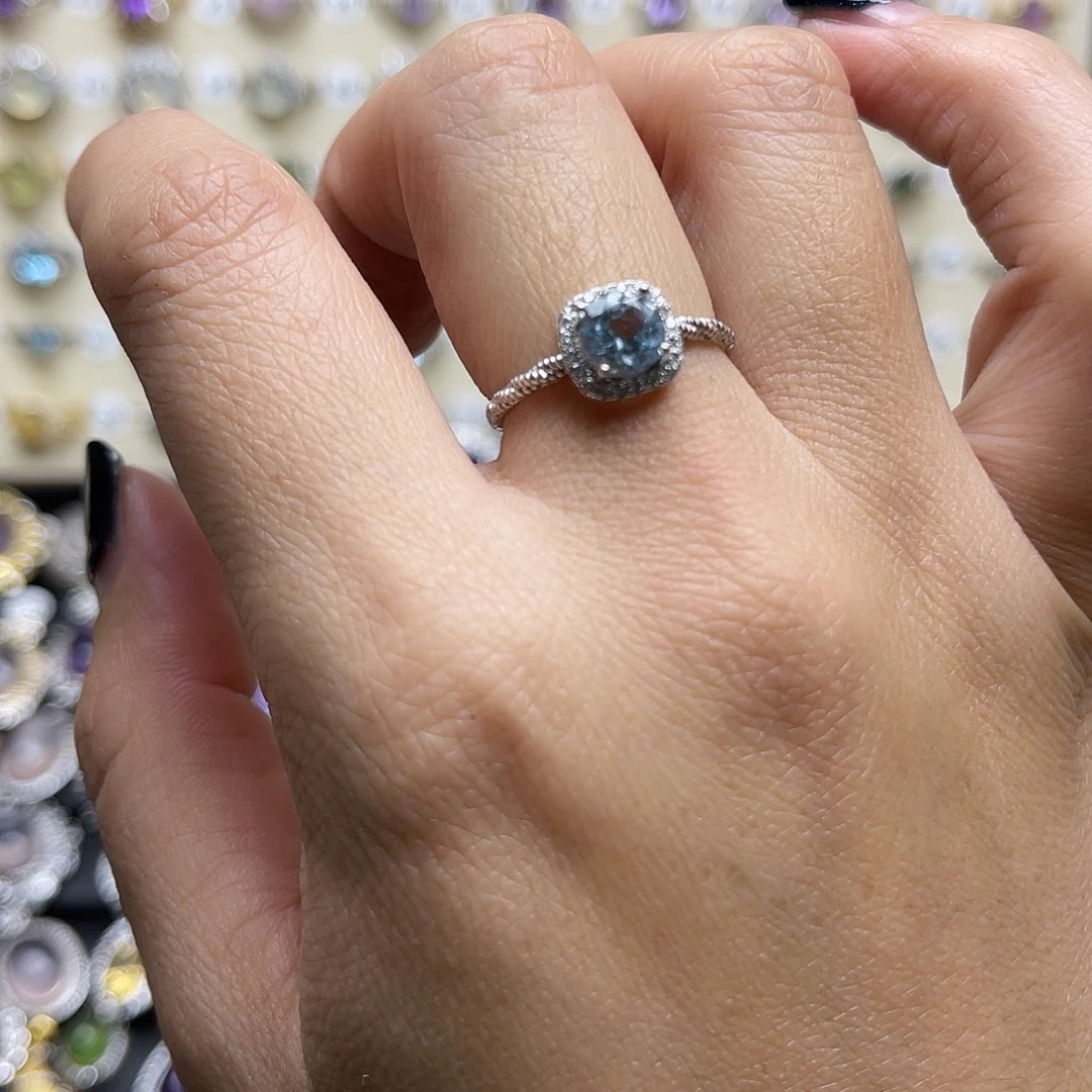 托帕石戒指银S925镶嵌