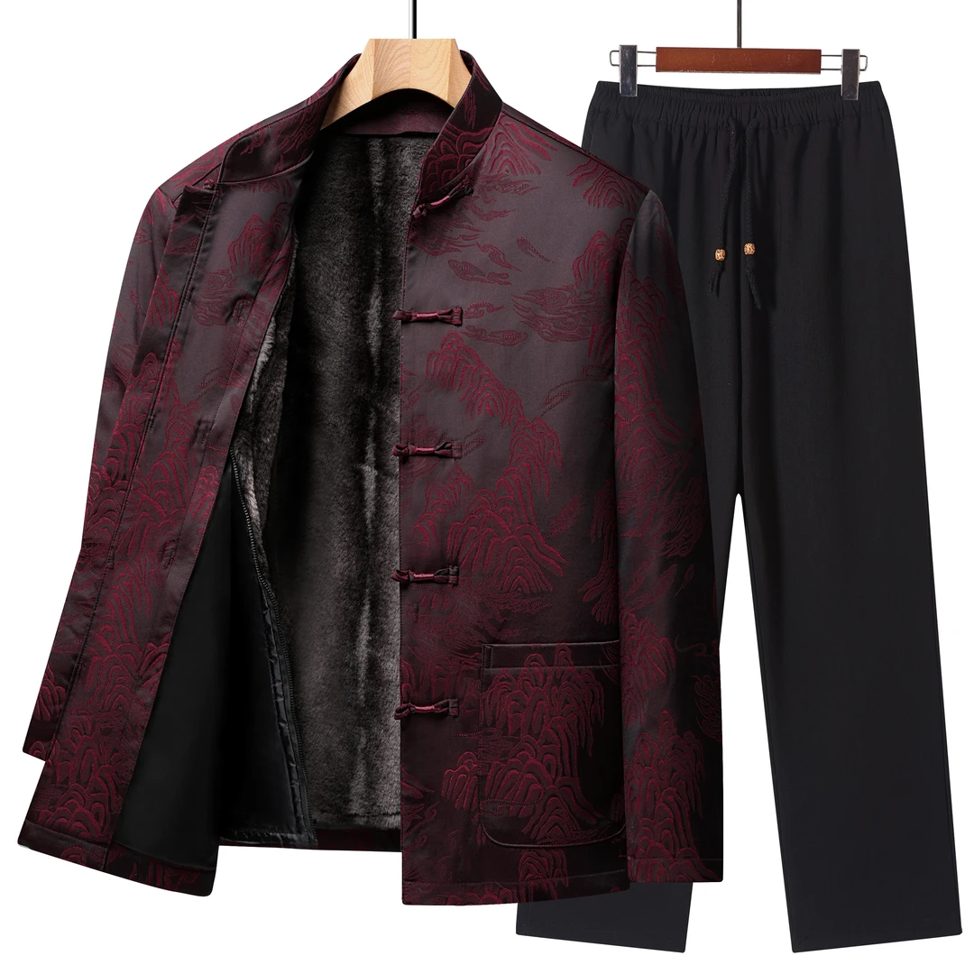 唐装情侣中老年加厚保暖冬季可拆卸内胆爸爸爷爷生日过寿喜宴棉衣