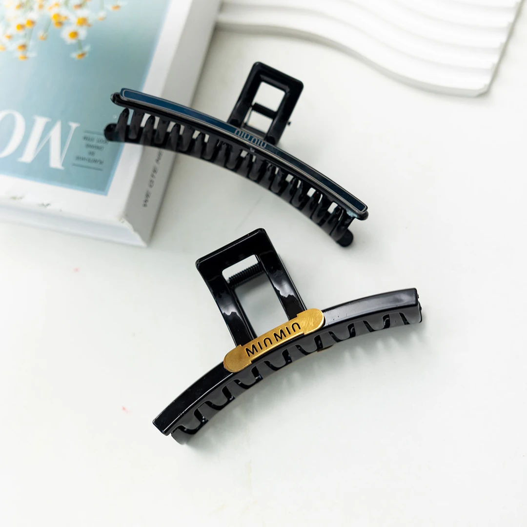 主播同款 夏季新款13CM加厚发夹轻奢大号钛钢贴片简约发卡 HY187