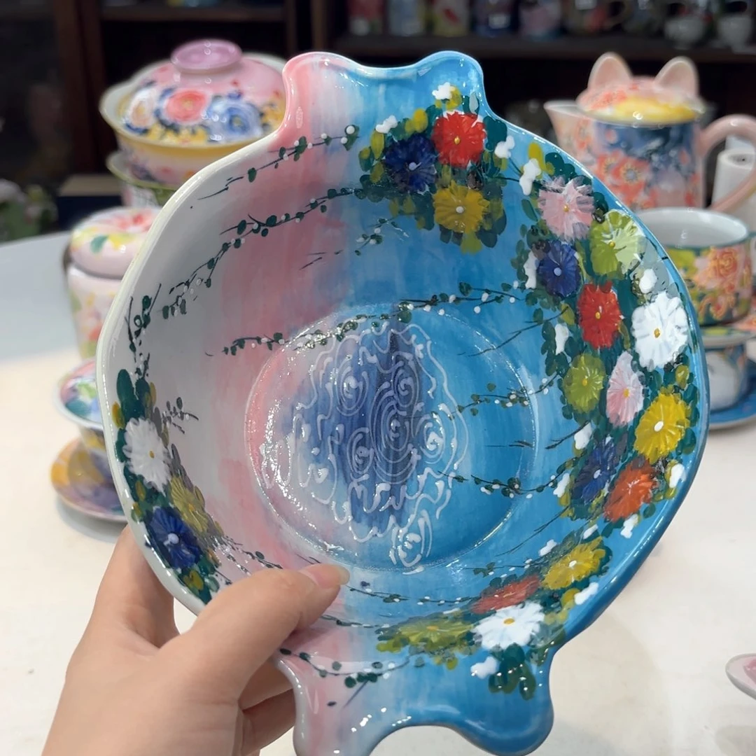 景德镇手绘高温釉下彩陶瓷茶具