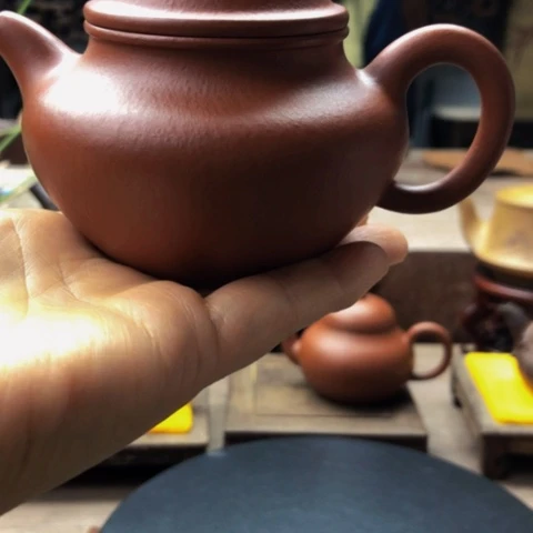 茶壶紫砂老朱泥莲子壶 180毫升