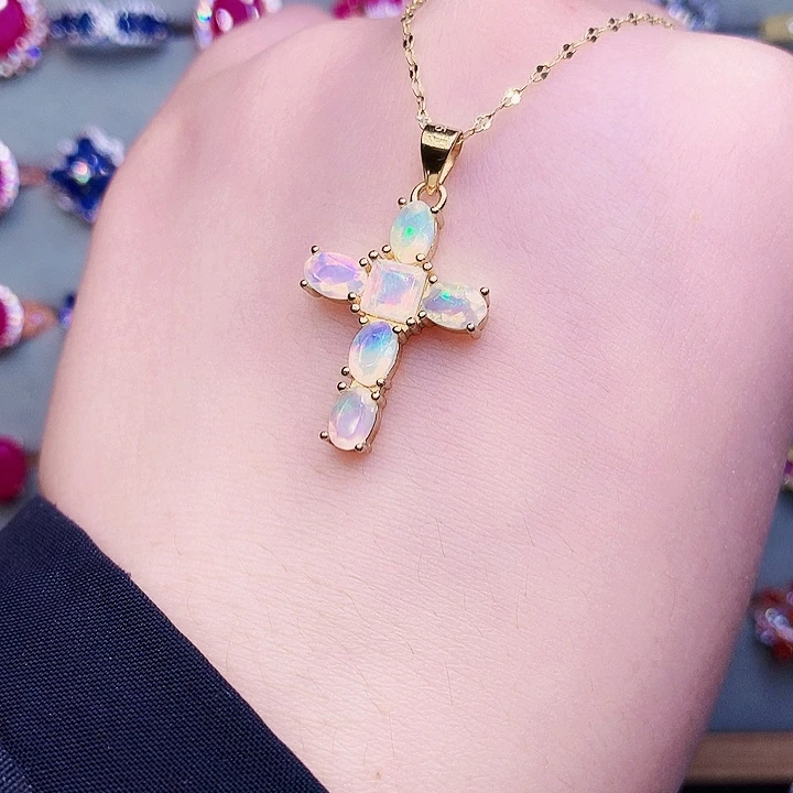 欧泊银S925镶嵌颈饰3467