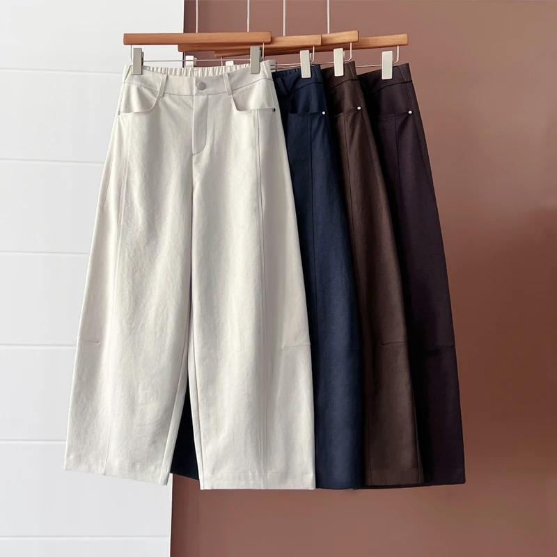 正品秋季新款哪吒裤女九分休闲裤阔腿裤宽松气球裤弯刀山本裤女