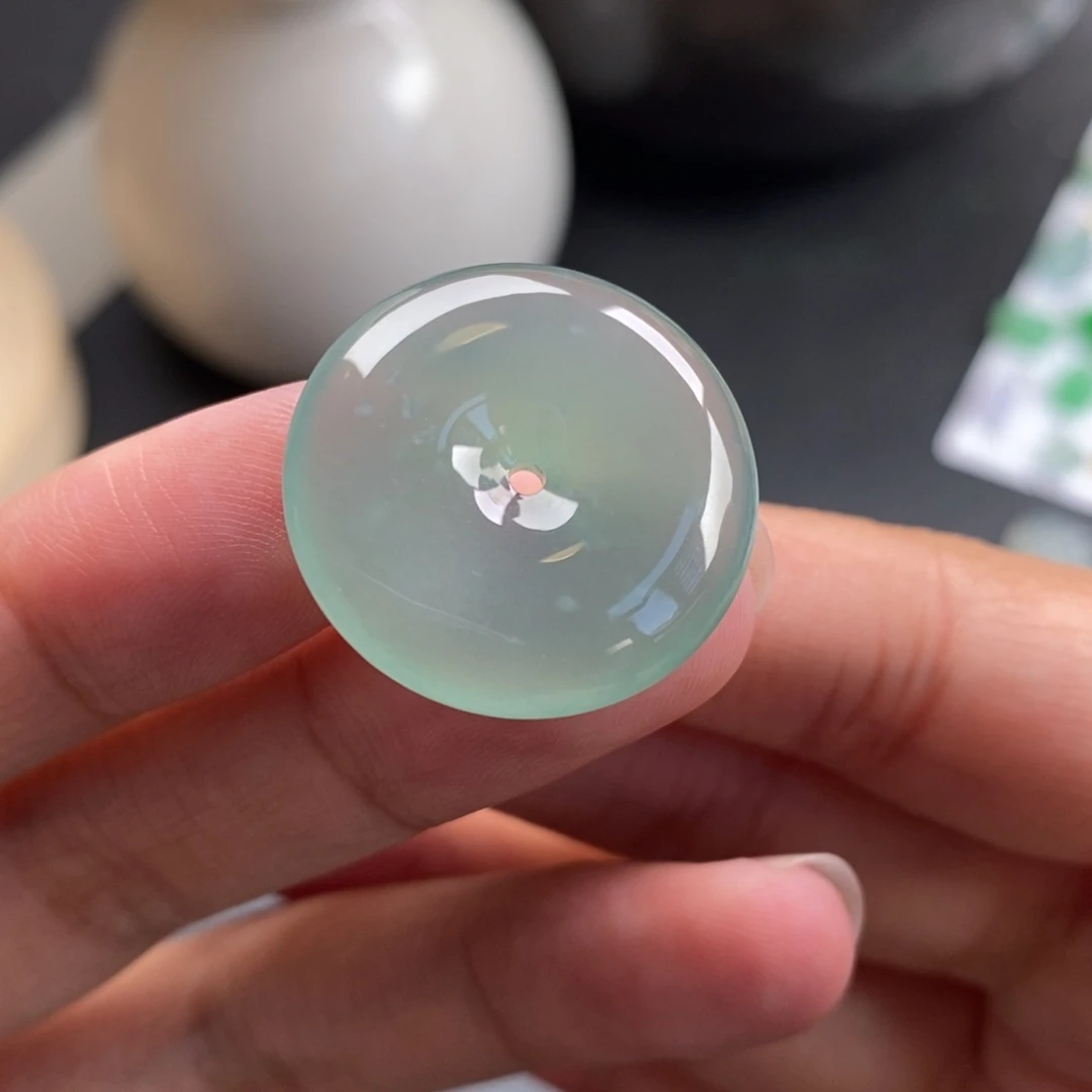 翡翠散珠晴绿起胶平安扣22.5/4.5