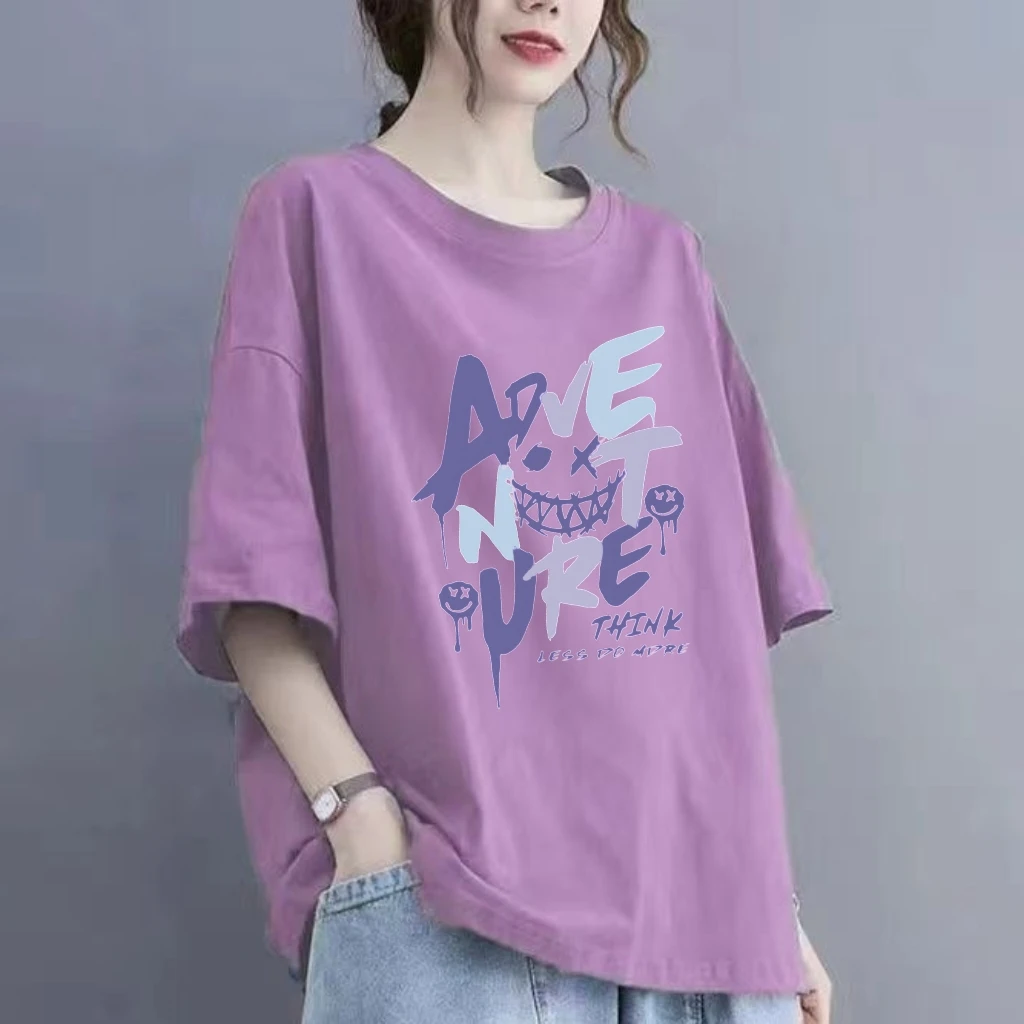 纯棉大码短袖T恤女夏季新款胖mm宽松遮肉显瘦洋气减龄圆领上衣ins