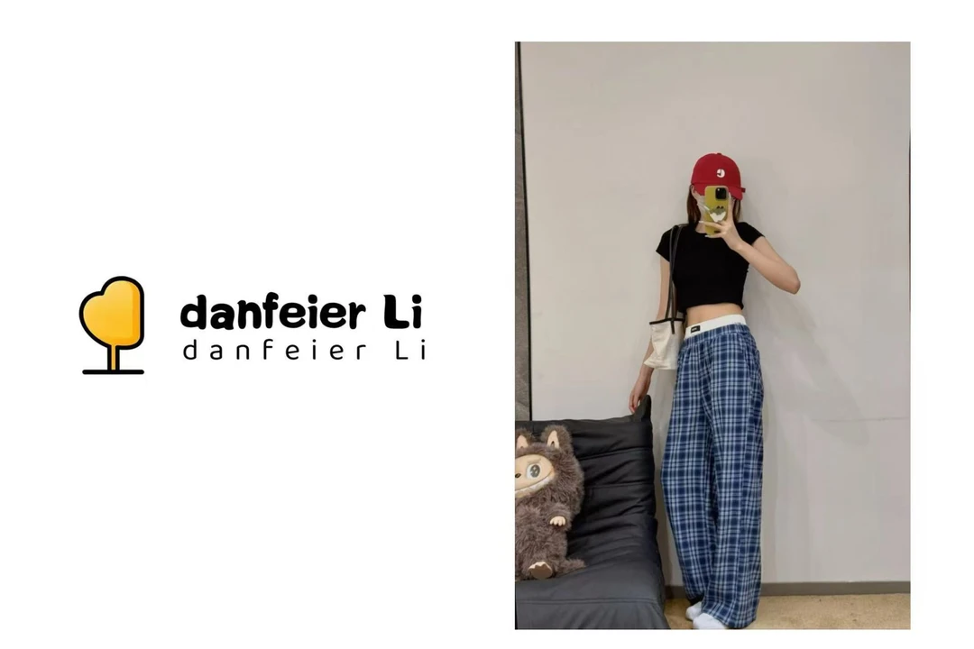 《丫丫推荐款》7144新款欧货蓝色格子双腰头休闲裤