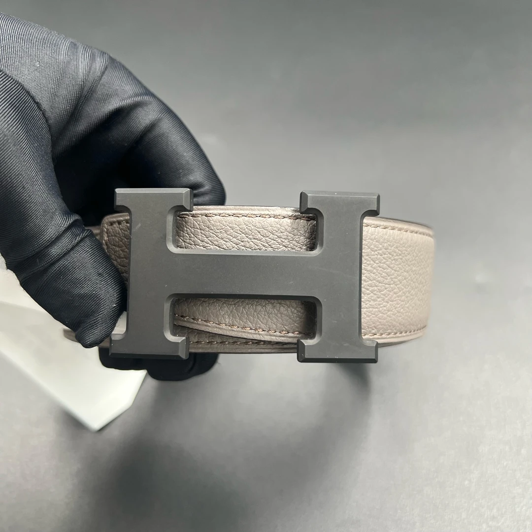 99新 Hermes/爱马仕 灰扣H双面腰带 bc009249