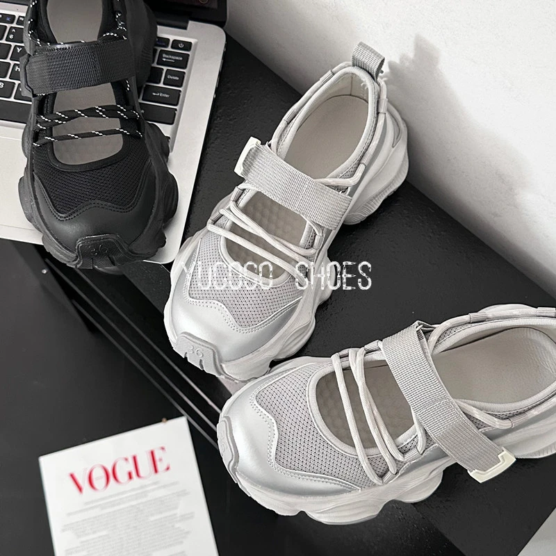 【夏日福利】甜酷感~魔术贴运动凉鞋女增高网面玛丽珍休闲老爹鞋