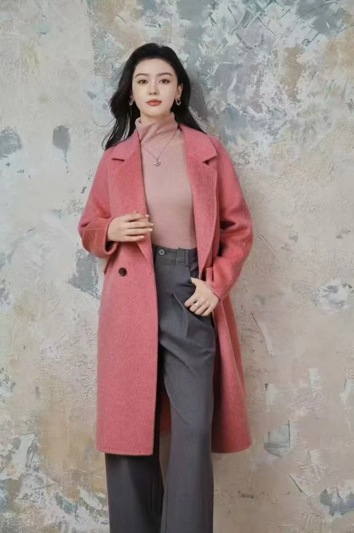 王姐专属-2025冬气质百搭通勤西装领中长款双面大衣-【欧缇-8385】
