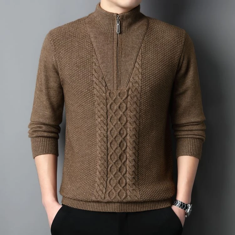 老爷车高档内搭秋冬打底衣冬季羊毛衫男加绒加厚长袖T恤纯羊绒衫