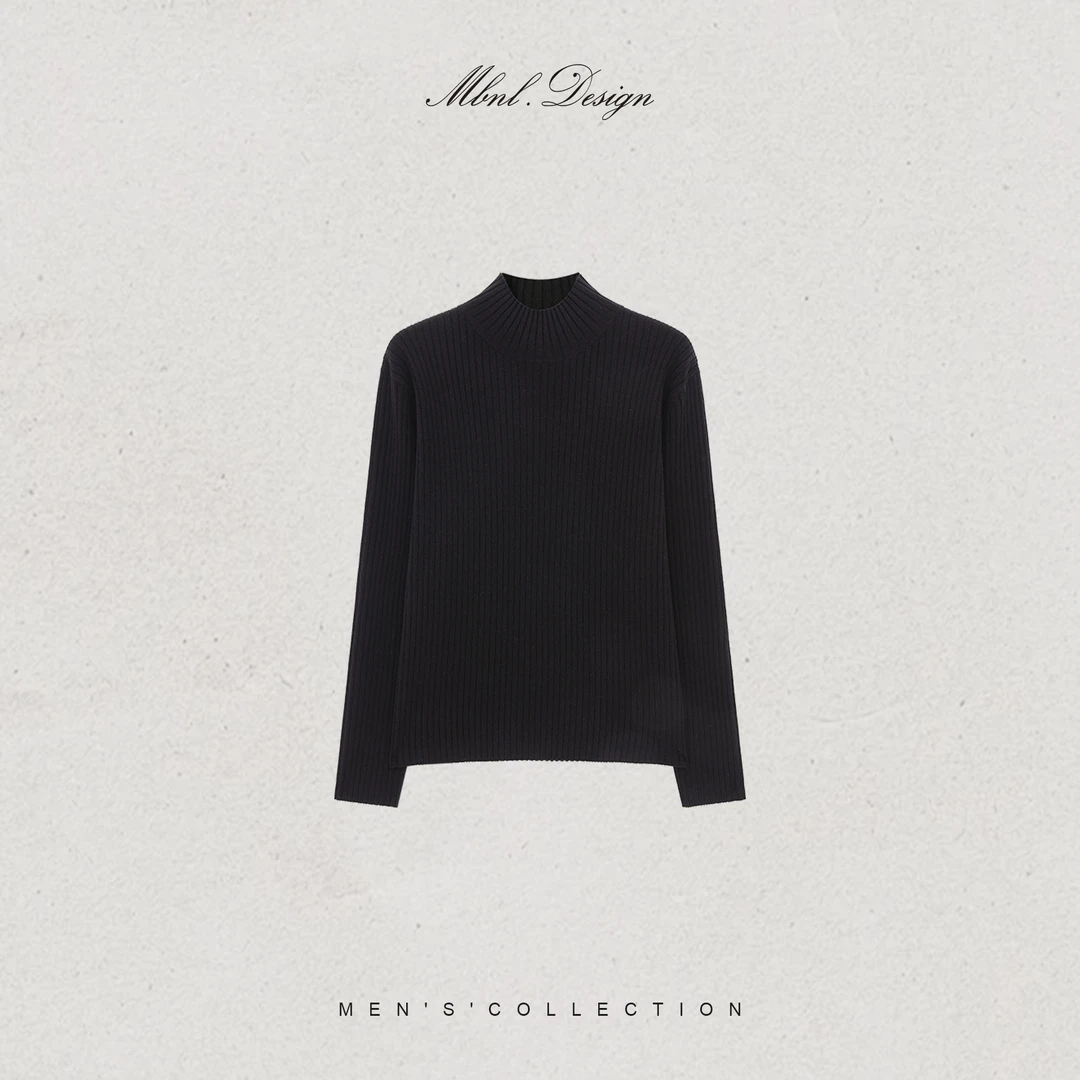 MBNL-F「Rib 坑条纹」秦磊男装430g100绵羊毛定织毛衣LL-WSY1237