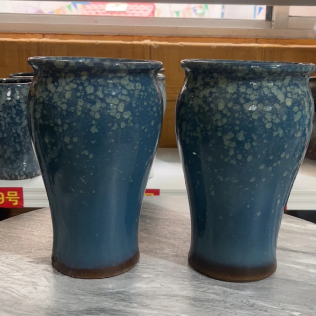 如图2个口15高27三角梅专用花盆陶瓷悬崖飘枝陶瓮装饰透气花瓶