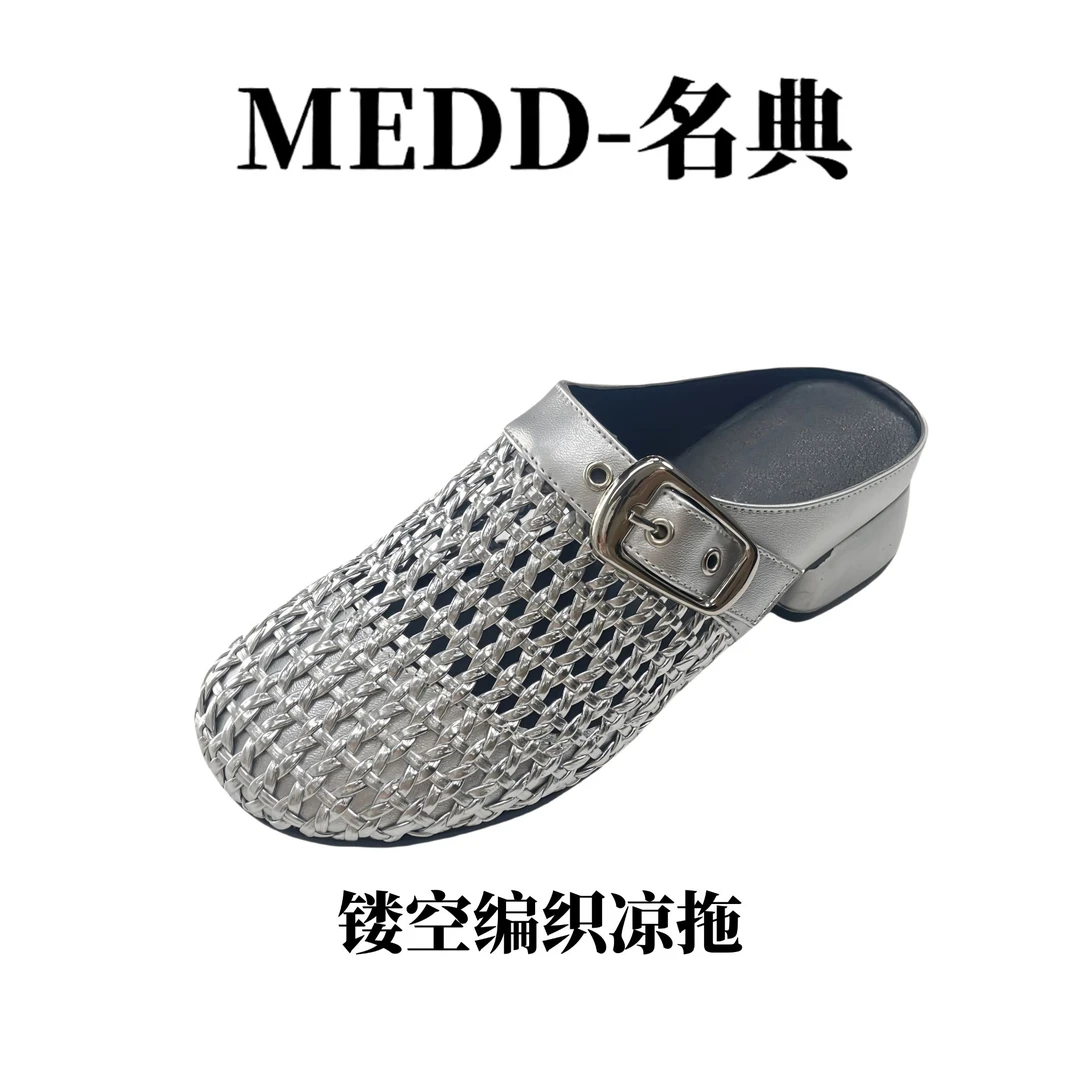 MEDD/名典夏季新款镂空包头拖鞋透气百搭舒适凉鞋女低跟外穿凉拖
