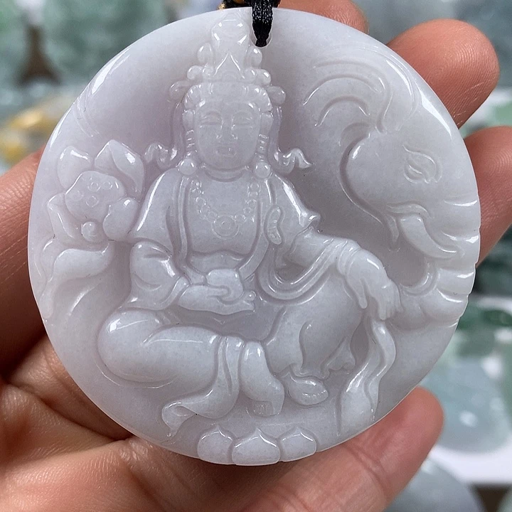 翡翠未镶嵌颈饰普贤菩萨福利卡厚9+