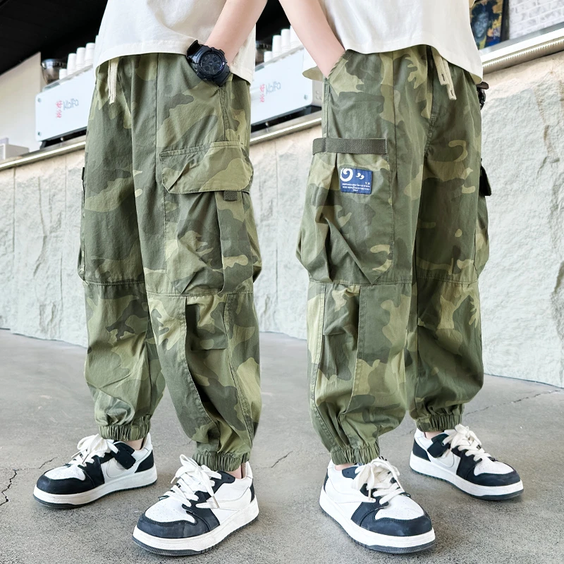 男童夏季休闲裤大童男孩长裤工装裤童装裤子薄款裤男童裤洋气