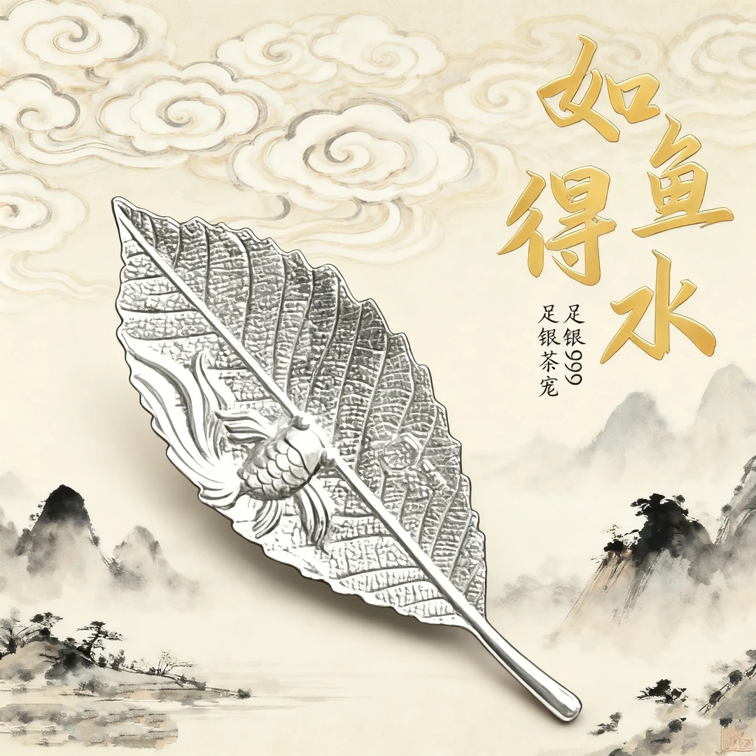 【开业福利】纯银999足银银叶子熟银泡茶神器独立包装带证书