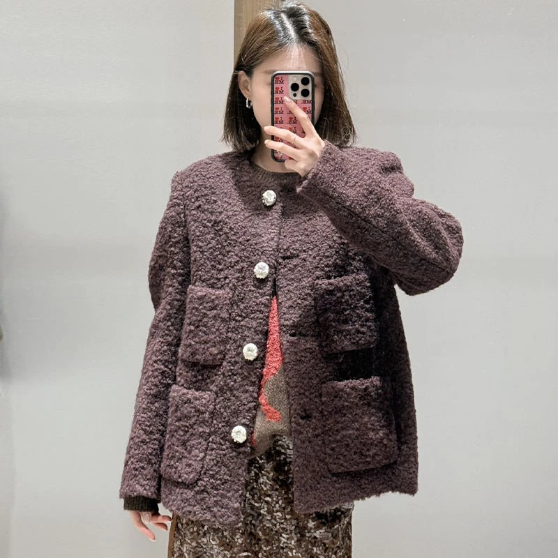 【现货】ICE25冬季新款经典四口袋小香风外套休闲短款洋气秋冬加厚