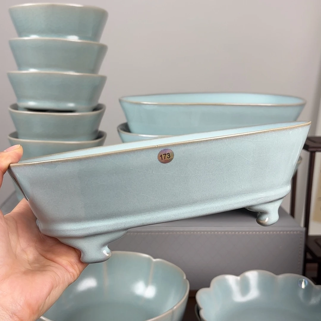 其他汝窑天青釉水仙盆微瑕特价款173