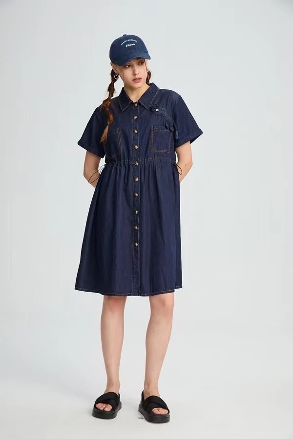 0644水淼25新品-时尚显瘦收腰牛仔连衣裙