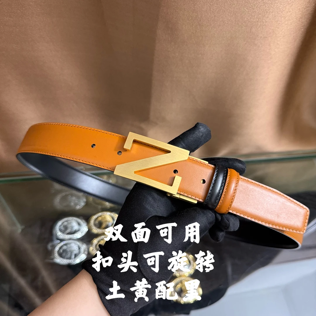 新款男士皮带百搭高档休闲Z字母牛皮腰带青中老年时尚商务年轻潮