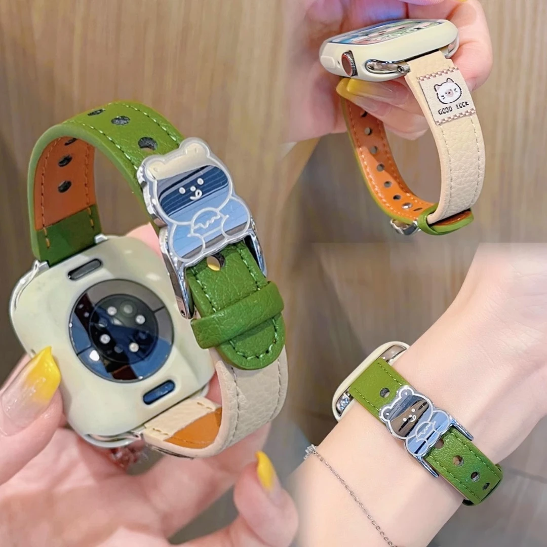 适用华为fit4表带watch fit3小熊荔枝纹手表fit2腕带fit1配件