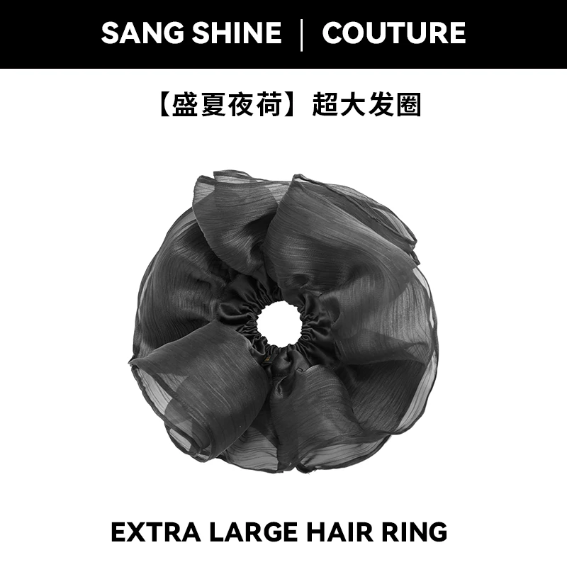 【桑巷高定线】盛夏夜荷 超大发圈22姆米100%真丝气质