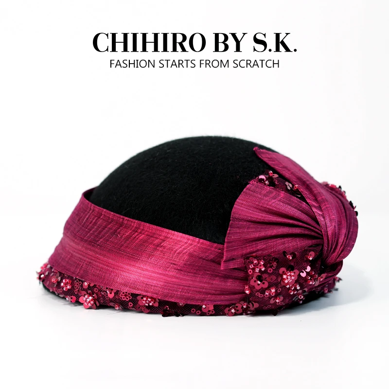 CHIHIRO BY S.K./新帽馆秋冬时尚百搭蔷薇之舞贝雷帽CA2BLF2034