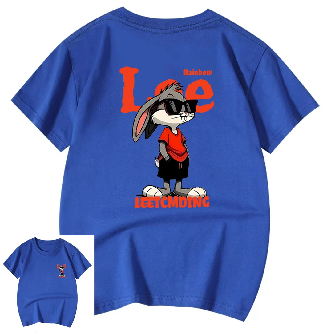 B090纯棉夏季新款半袖宽松休闲百搭字母美式印花短袖上衣