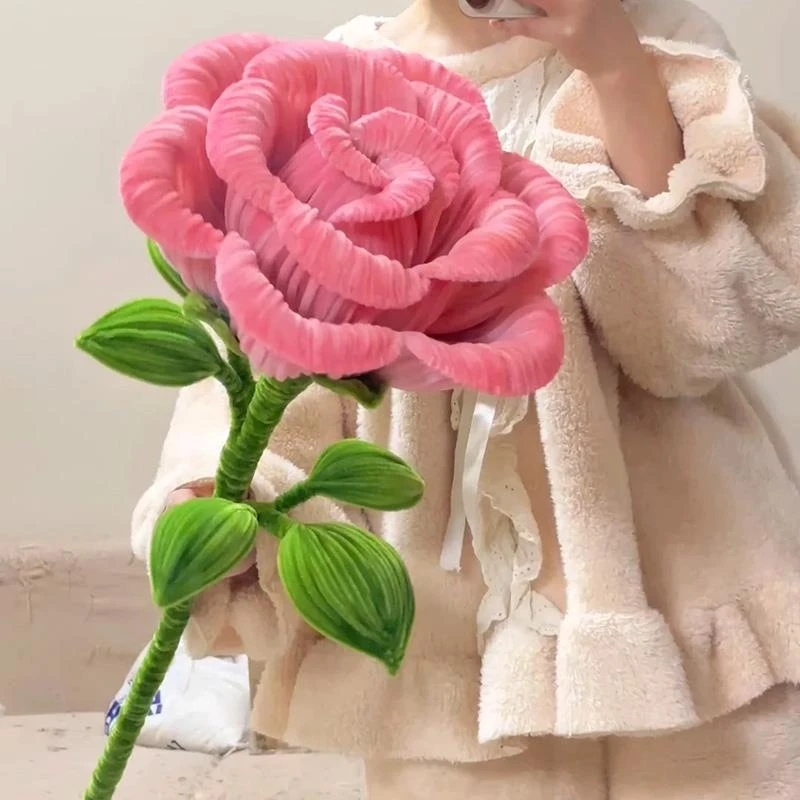 巨型玫瑰扭扭棒花束手工diy材料包全套编织成品520送女朋友礼物作