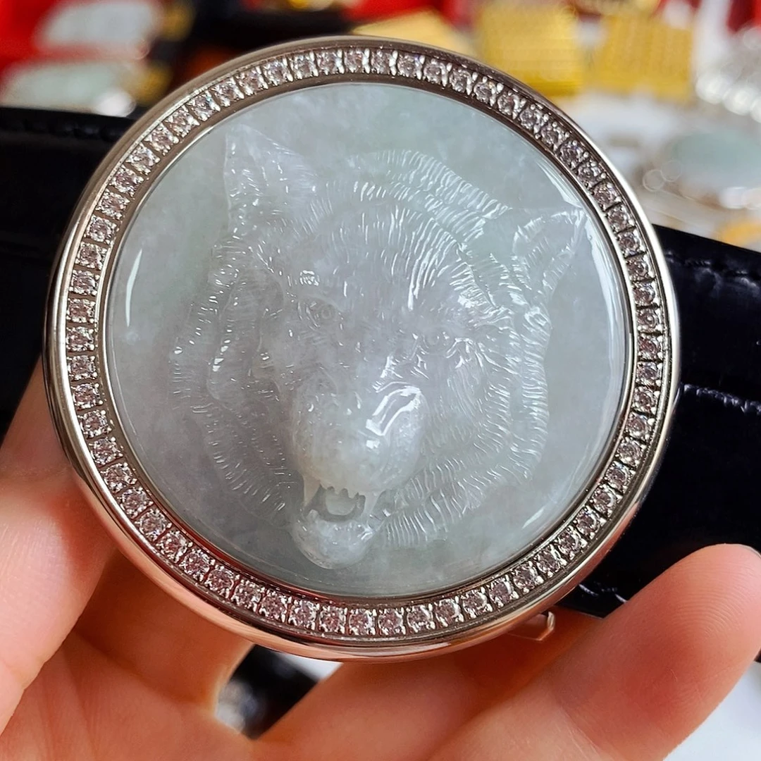 狼头皮带扣配鳄鱼皮一套