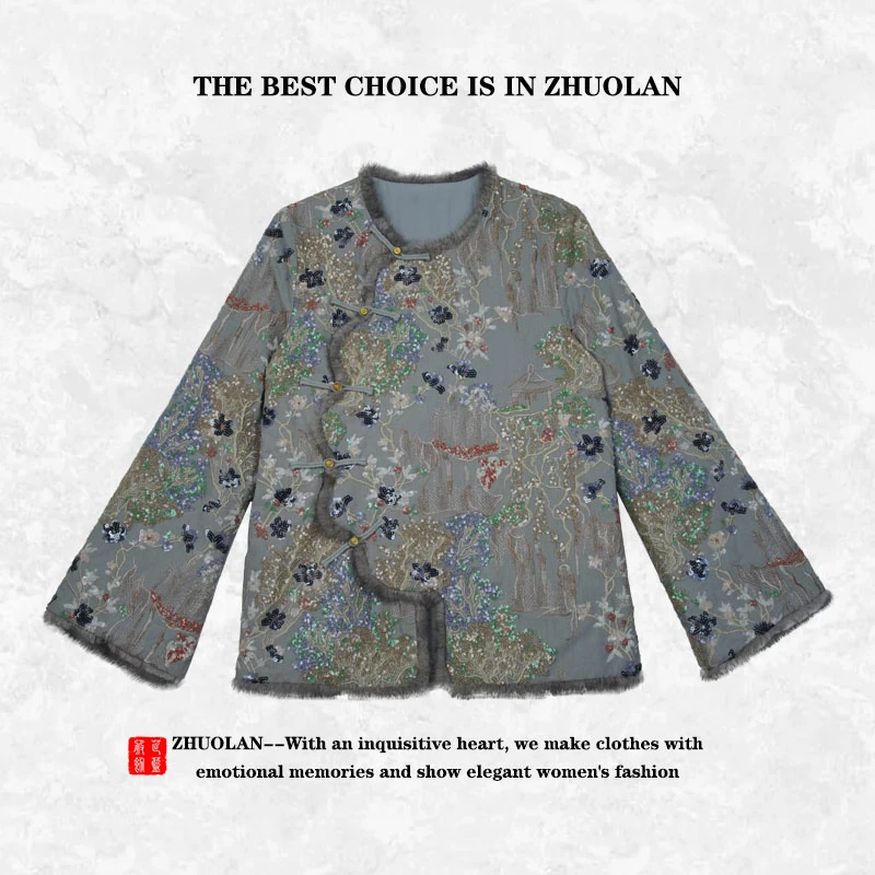 002332新中式国风上衣时尚保暖圆领秋冬民族风休闲百搭