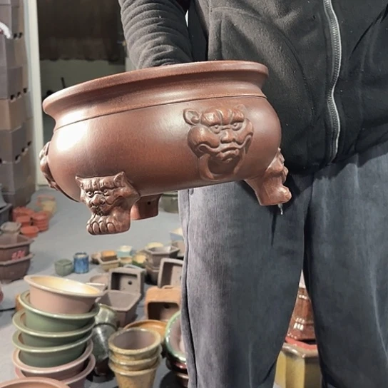 紫砂花盆天**冷宜兴紫砂