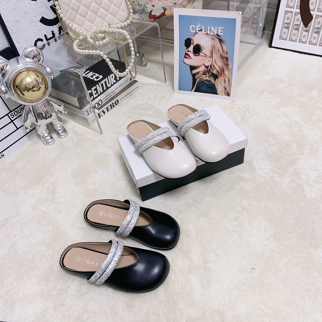 郭姐甄选～717-3双卡扣夏季新品真皮包头凉拖