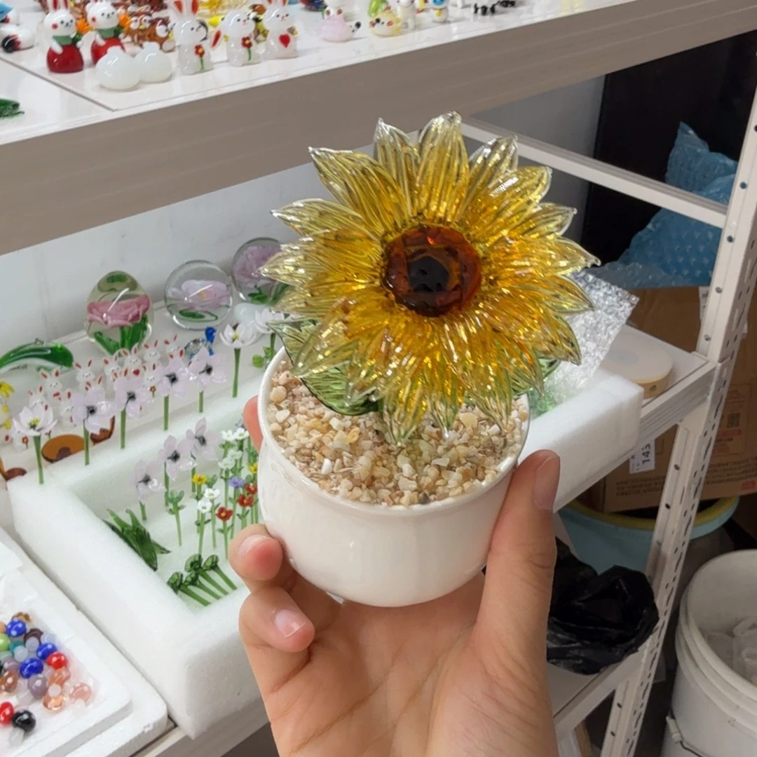 手工艺品琉璃向日葵盆栽