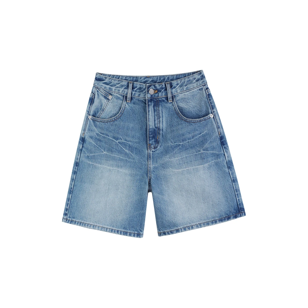 TOGETHER DW STUDIOS夏季时尚百搭显瘦无弹设计师水洗痕牛仔短裤