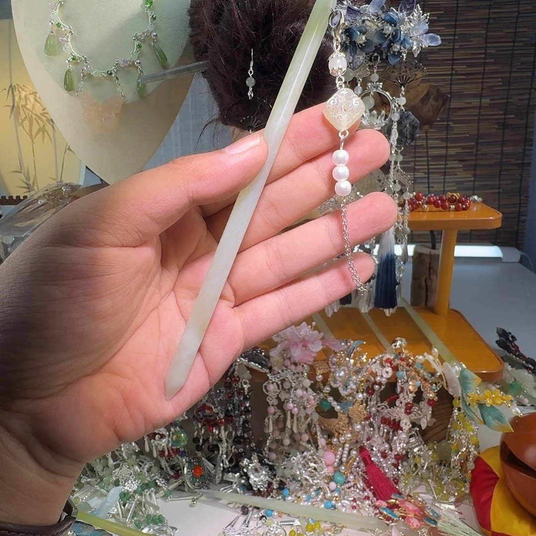 蛇纹石玉合金发饰