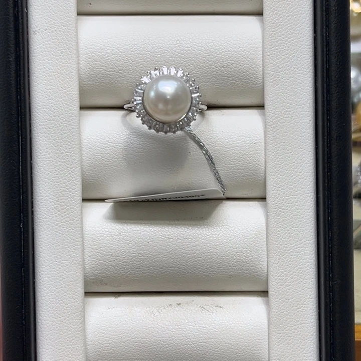 银S925镶嵌戒指海水珍珠ak9-10mm 86号
