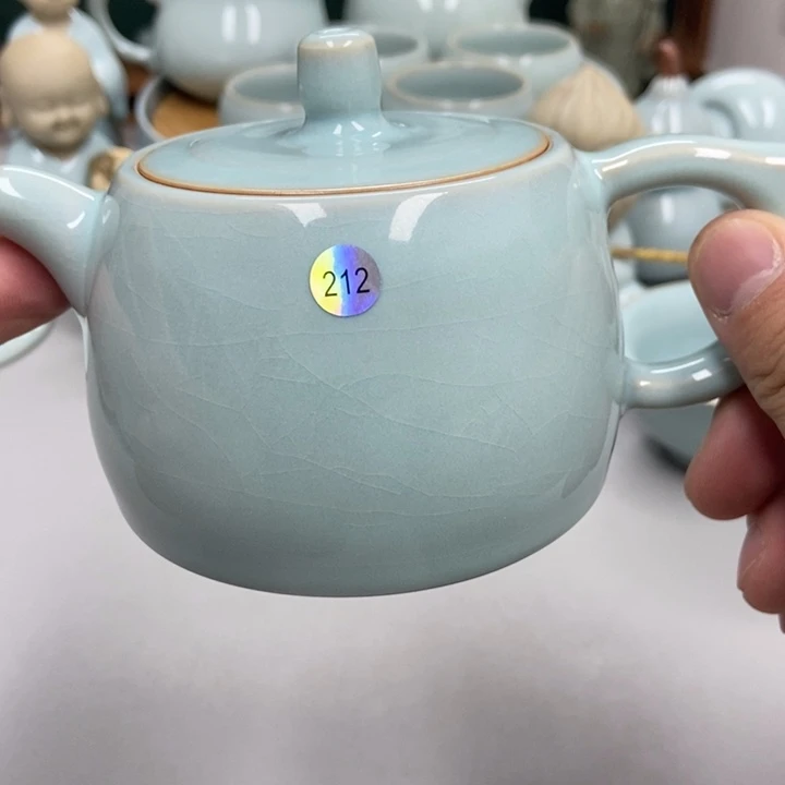瓷浦天青色瑕张君老师212井栏壶