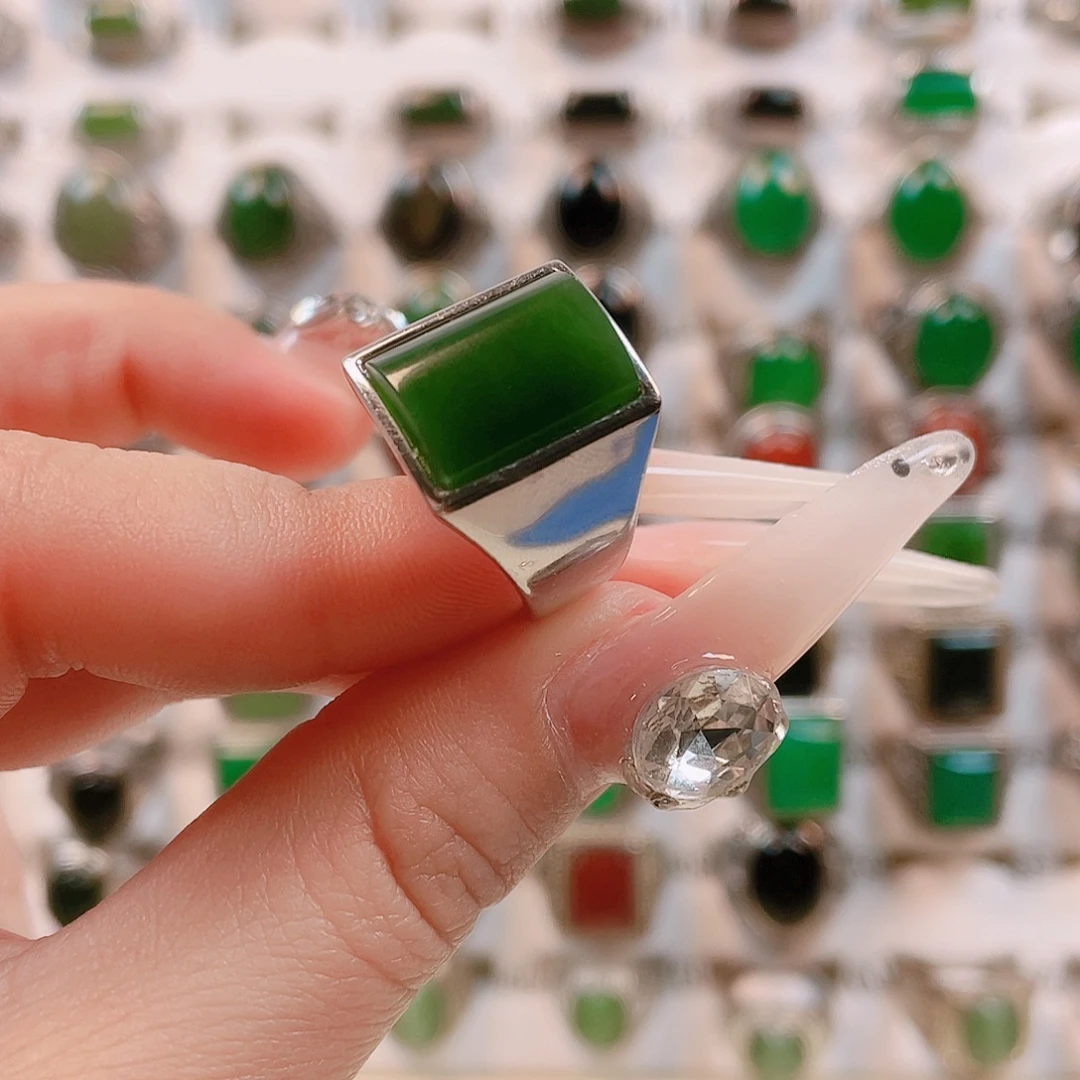 小***四和田玉银S925镶嵌戒指