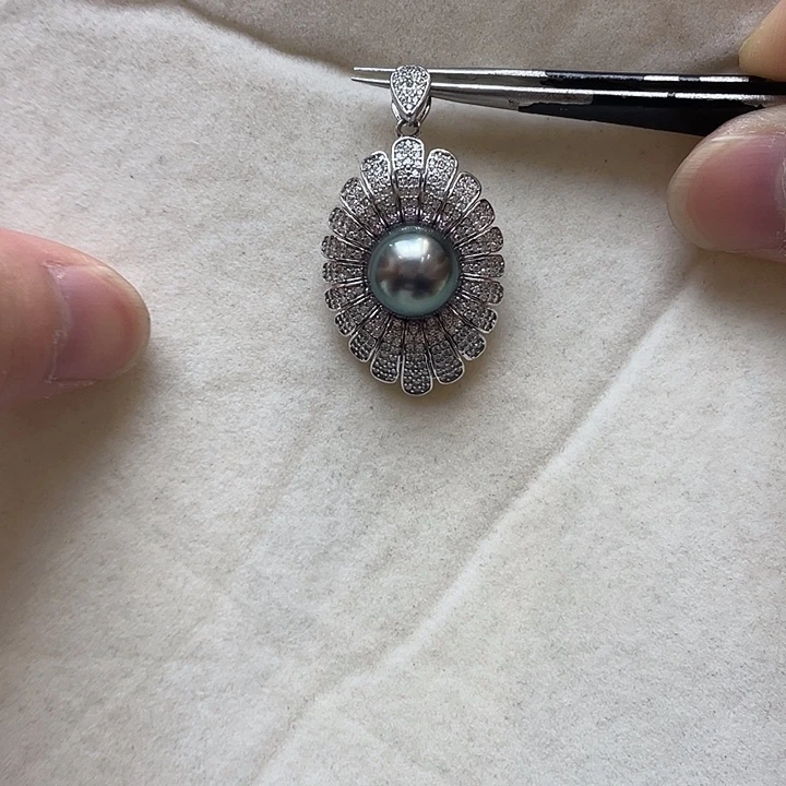 银S925镶嵌吊坠(不含链)海水珍珠