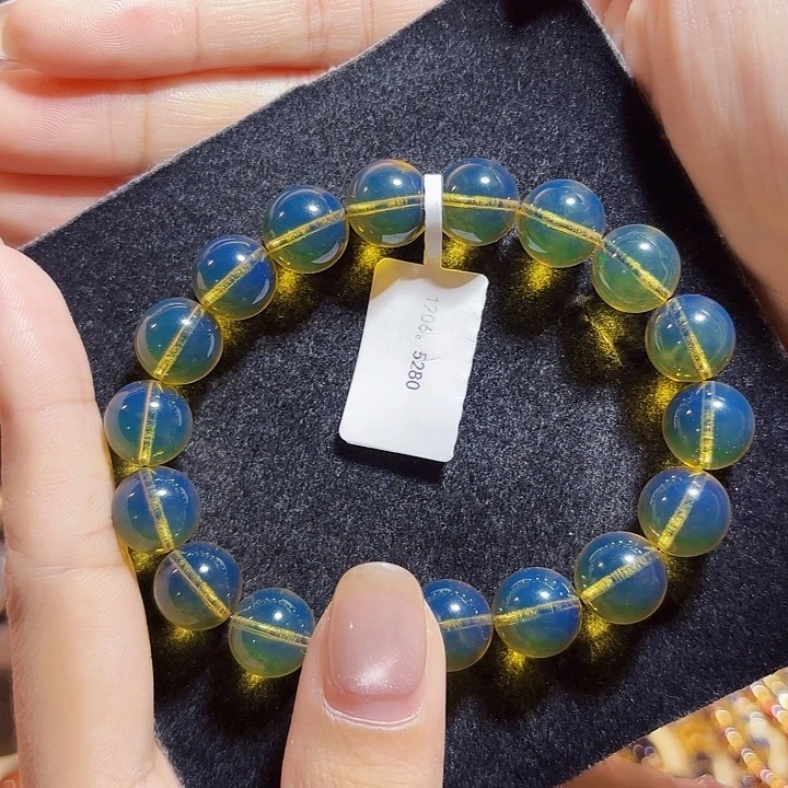 蓝珀未镶嵌珠宝奇石墨西哥蓝珀手串11