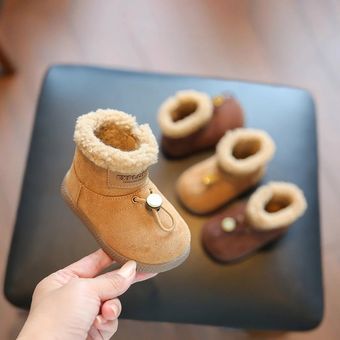 15-25婴幼儿韩系棉靴女宝秋冬加绒棉鞋软底婴儿鞋小童巴恩皮靴26