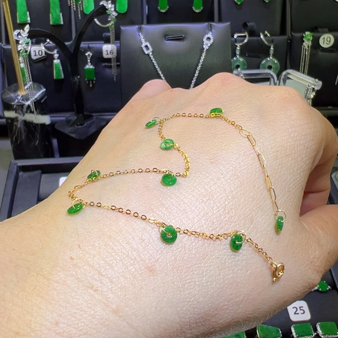 翡翠18K金镶嵌颈饰手链