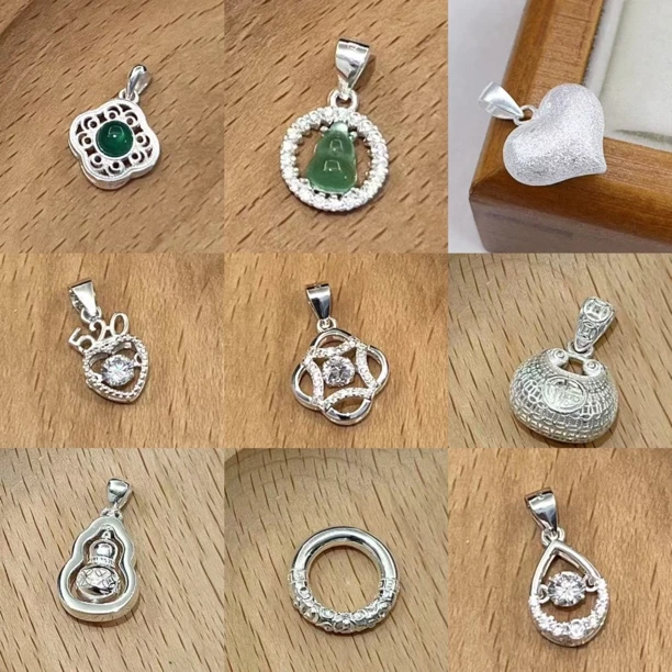 吊坠足银 实拍银大福足银990吊坠项链坠子挂坠纯银葫芦四叶草树叶