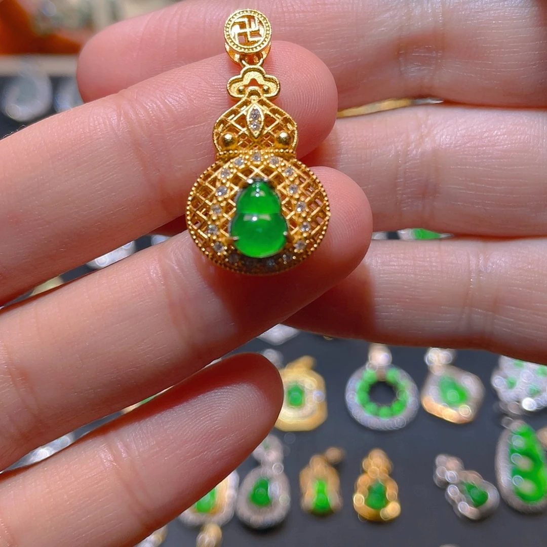 翡翠银S925镶嵌吊坠(不含链)