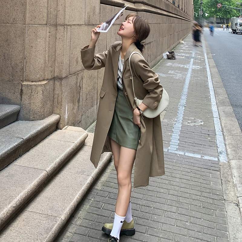 KALUOLAI/卡洛莱长款轻职风秋季西装风衣设计感小个子英伦风